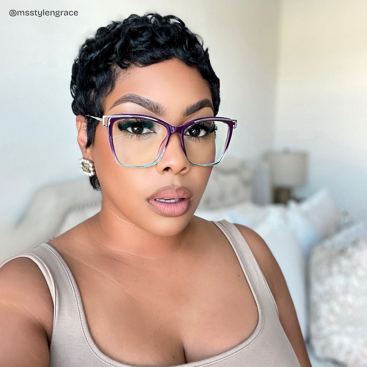 Square Krystle Purple-Blue Eyeglasses deals -Zeelool