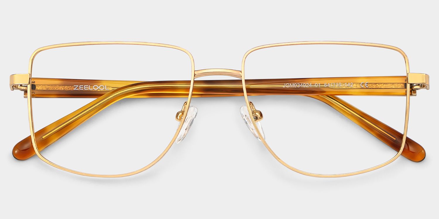 Geometric Gold yellow Eyeglasses- Felicity Metal Frame Glasses4