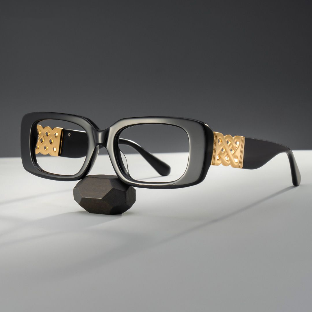 Jonas Rectangle Black Color Frame Glasses for Women | Zeelool0