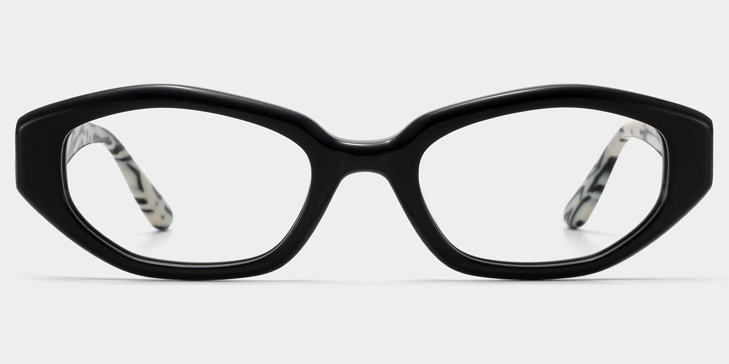 Bree Black Geometric Acetate Frame Glasses for Women | ZEELOOL1