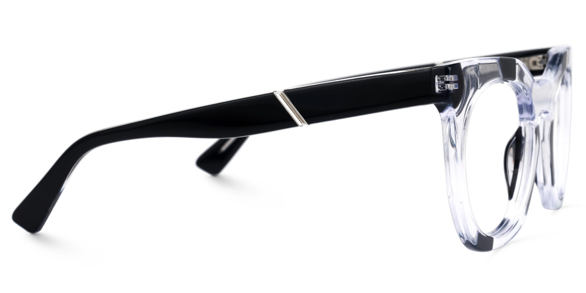 Leisa Round Black-Clear Glasses2