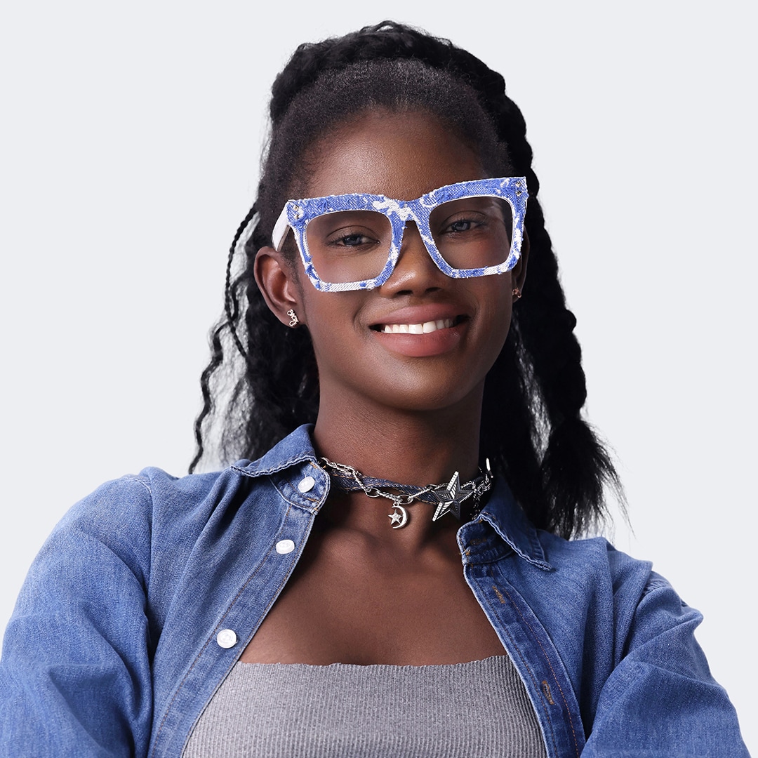 Porsha Square Dark Blue Glasses6