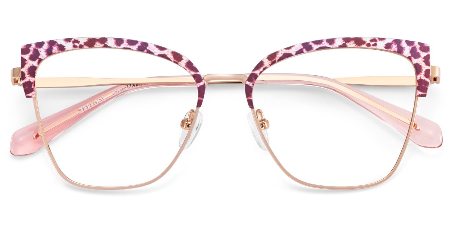 Harley Browline Pink-leopard Color Frame Glasses for Women | Zeelool2