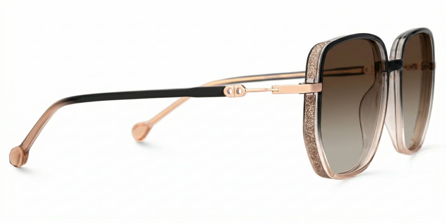 Joana Black and Beige Glasses in Geometric Wide Frame Design3