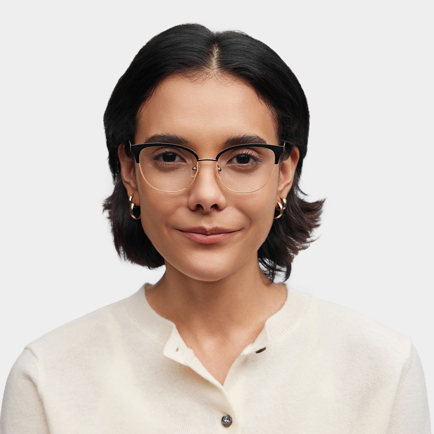 ローリエ Lacey Black Frame Glasses with Browline Frame Online | ZEELOOL