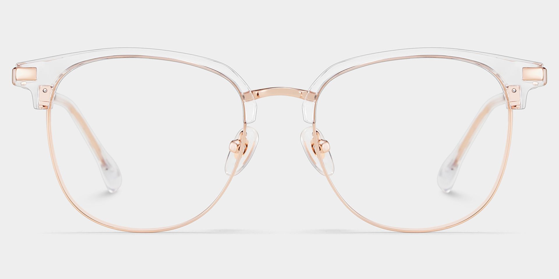 Oversized Browline Glasses With Clear and Rose Gold Color1