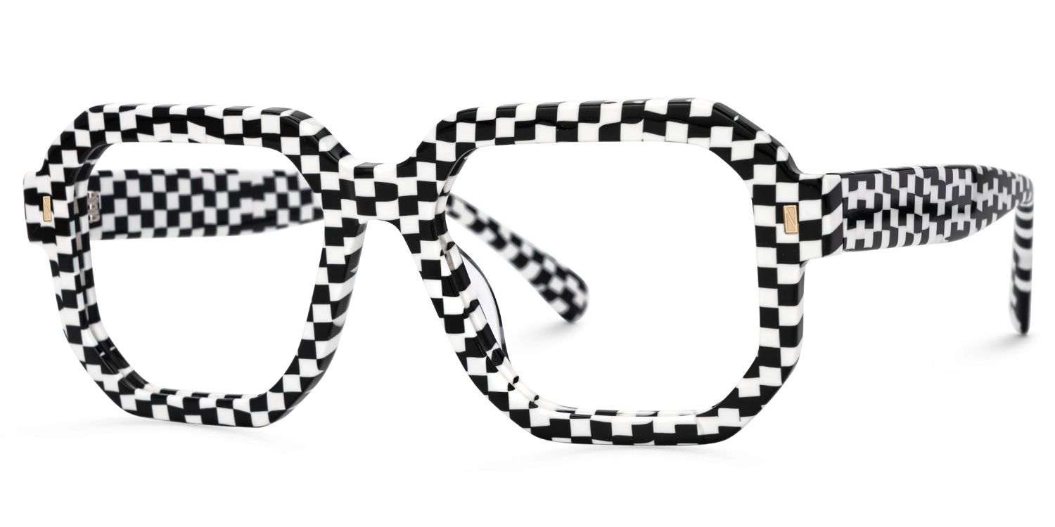 Joeann Black-White Geometric Designer Eyeglasses1
