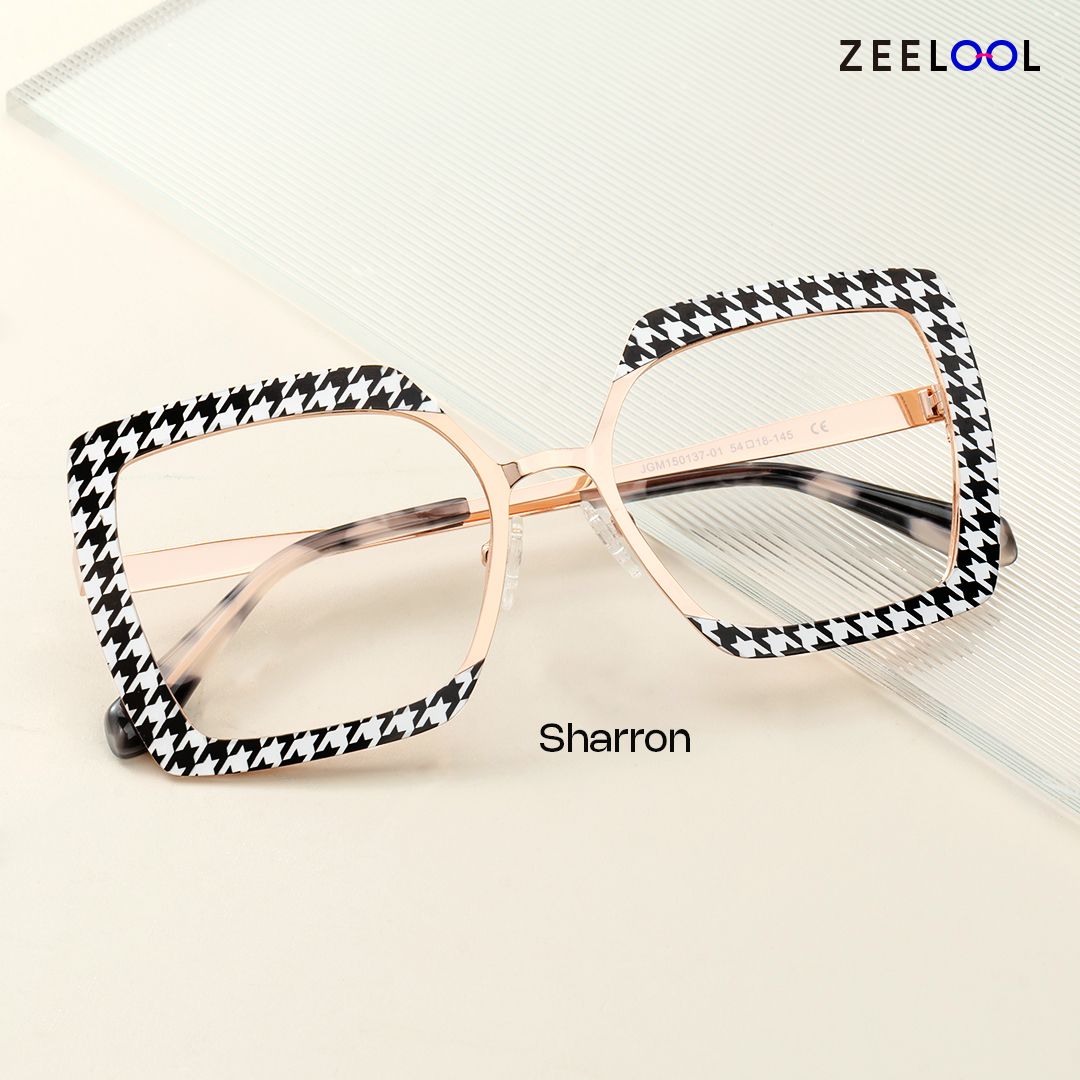 Women Square Sharron Houndstooth Glasses | Zeelool4