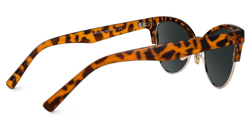 Tortoise Shell Cat-Eye Sunglasses with Orange Case KUGO Biodegradable sunglasses - Cherry – KUGO Glasses main image 3