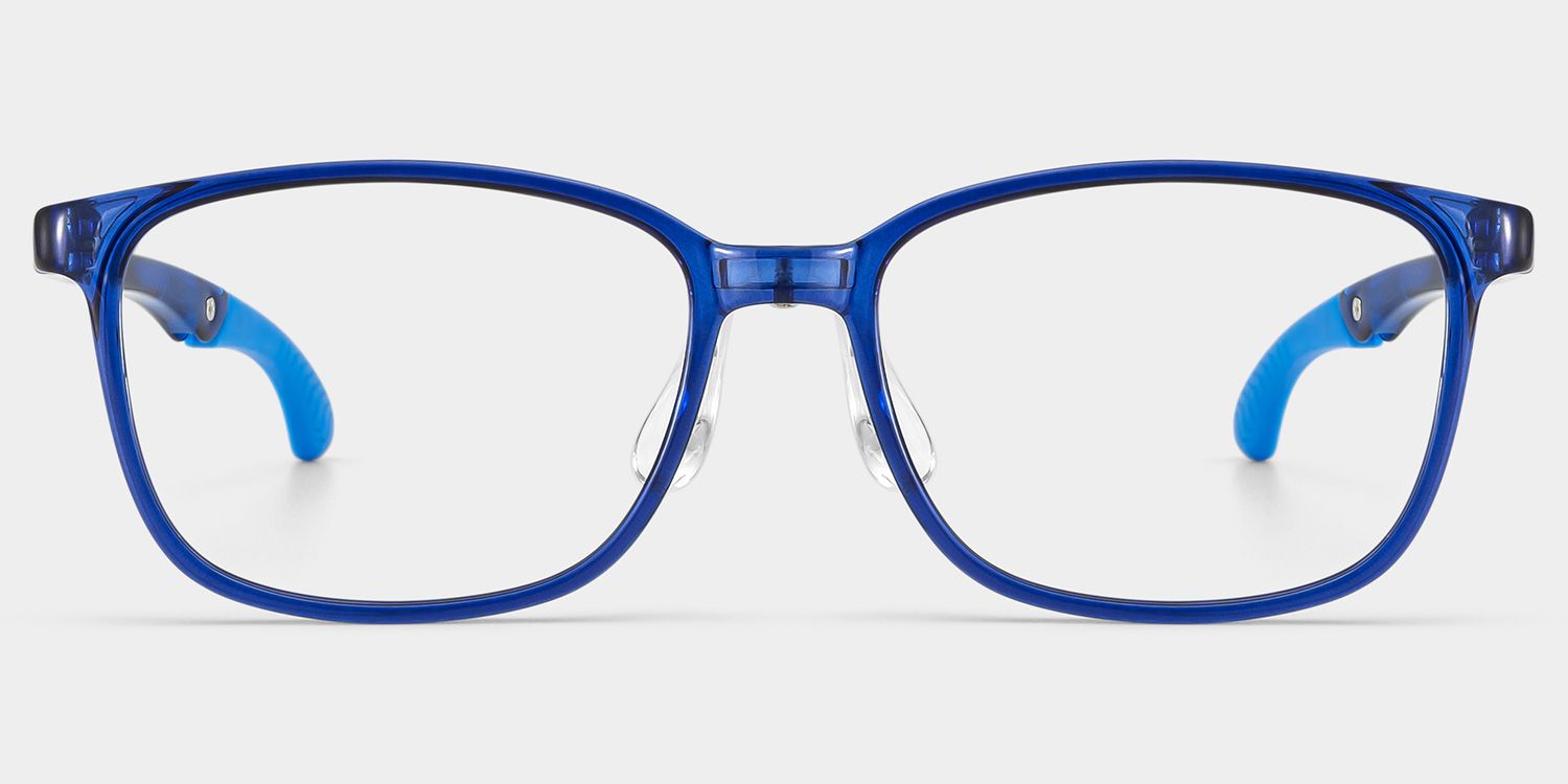Gray Rectangle Blue Frame Eyeglasses for Pre-tweens0