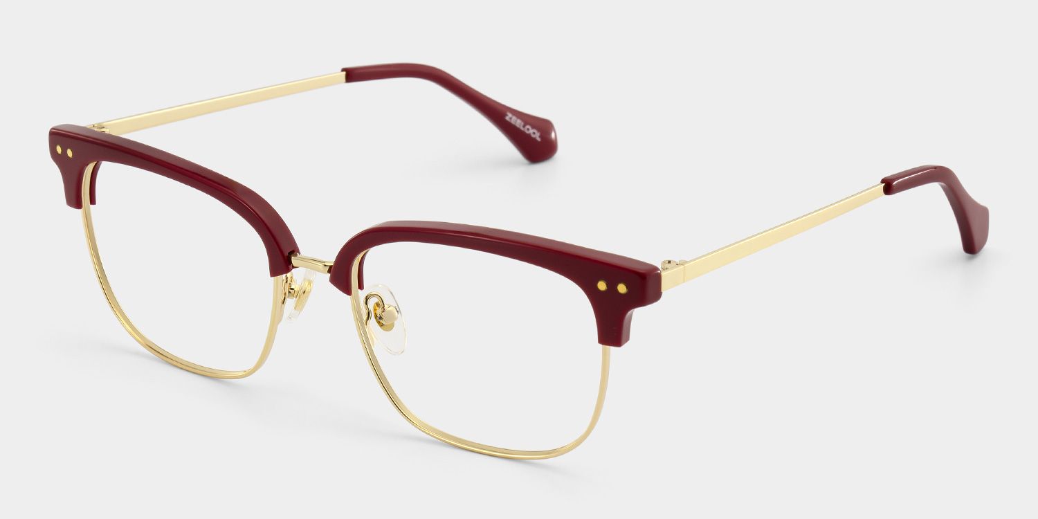 Nathan Red Frame Glasses with Browline Frame Online | ZEELOOL