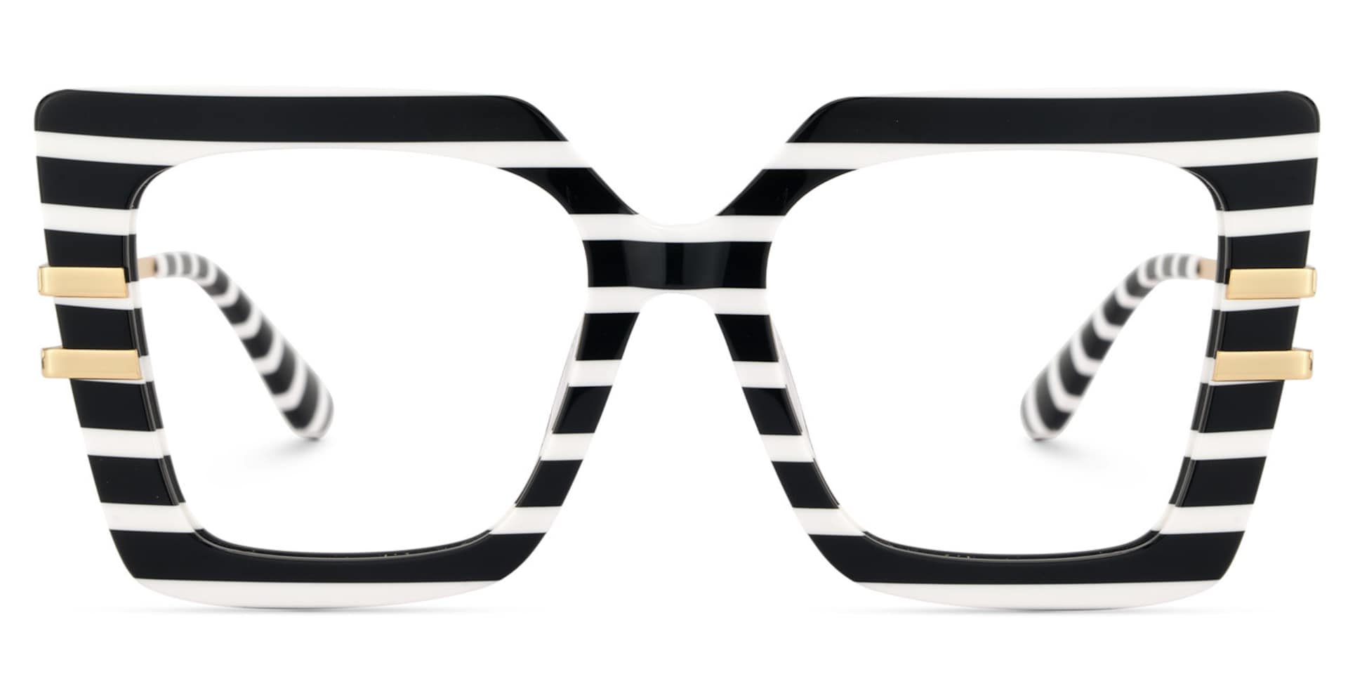 Square Frame Fashion Glasses With Black-White Strips0