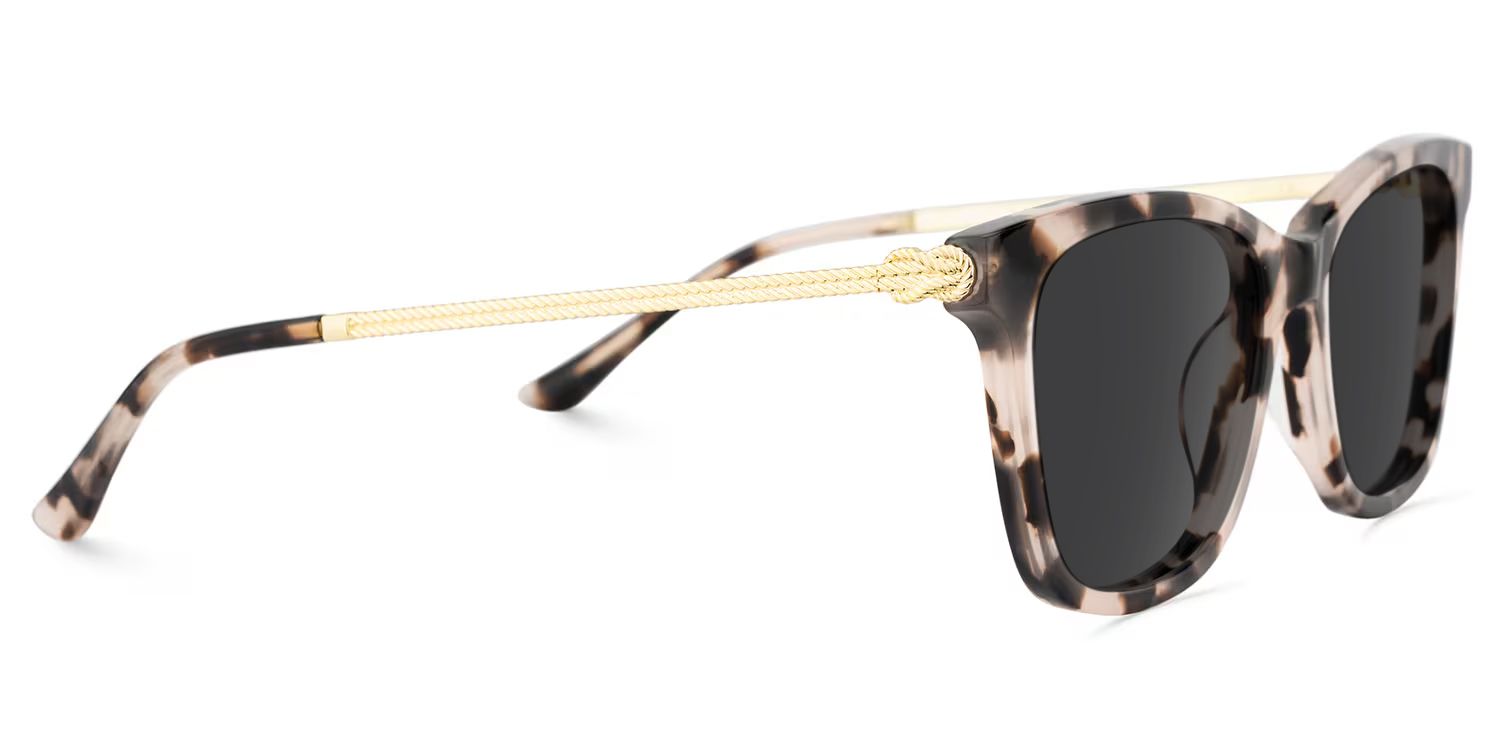 Large Rectangle Eyeglasses With Woven Metal Temples