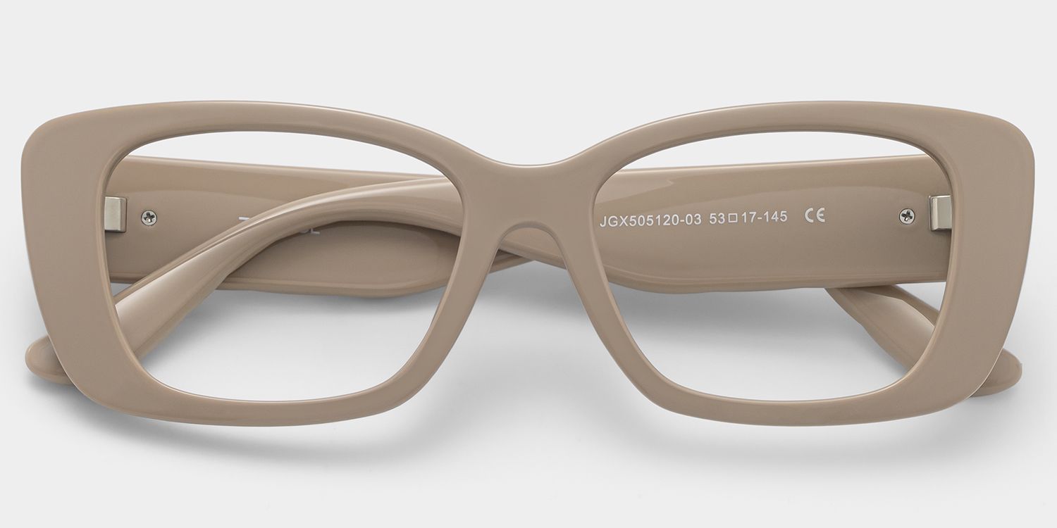Hannah Beige Rectangle Frame Glasses | ZEELOOL2
