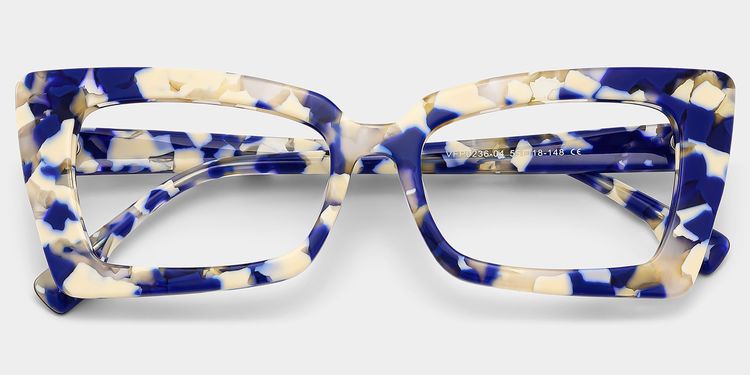 Newell Rectangle Blue-Floral Glasses