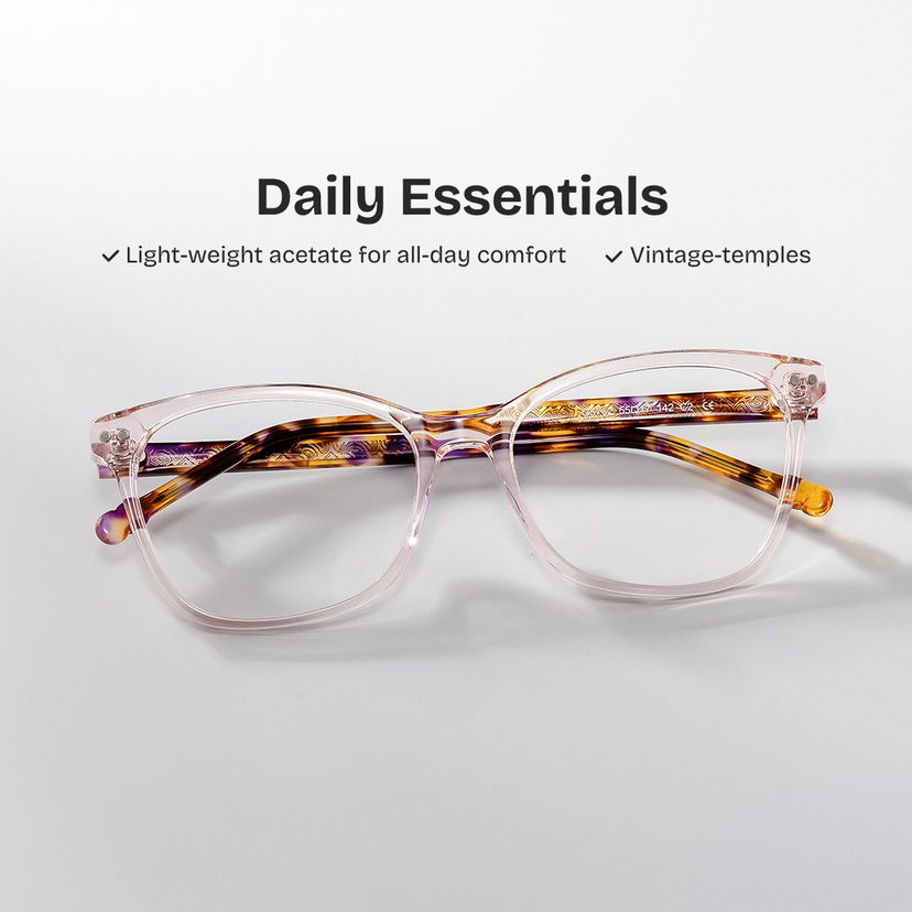Marigold Rectangle Pink Tortoise Glasses