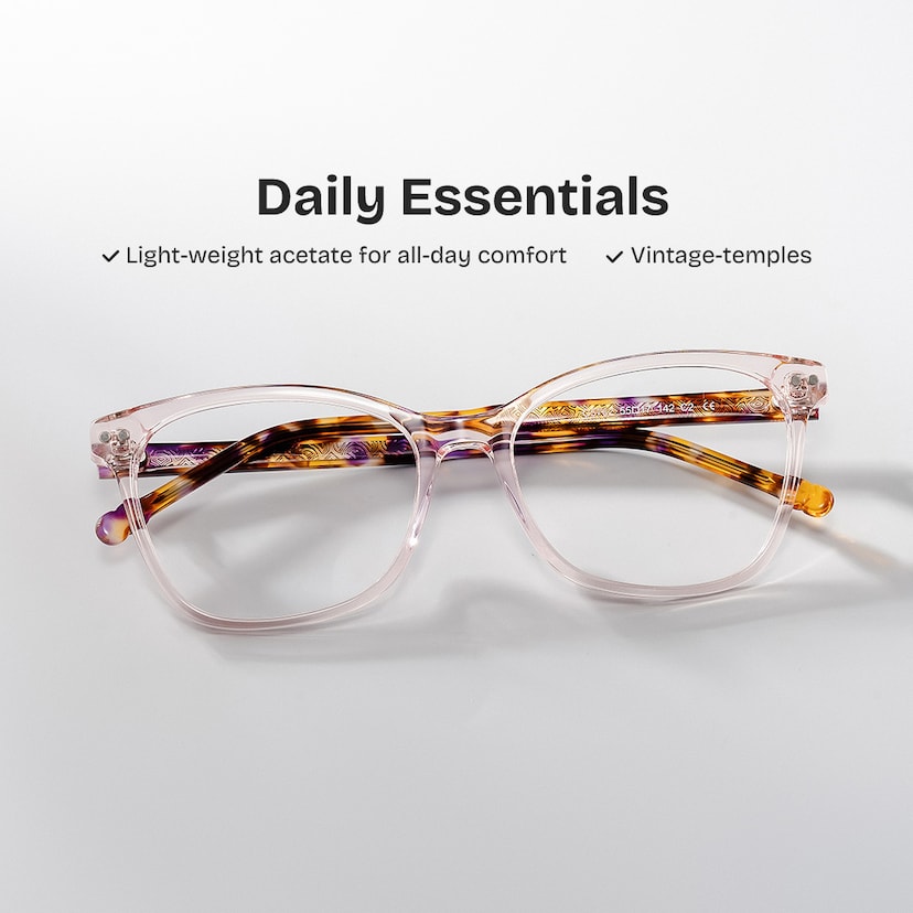 Marigold Rectangle Pink Tortoise Glasses