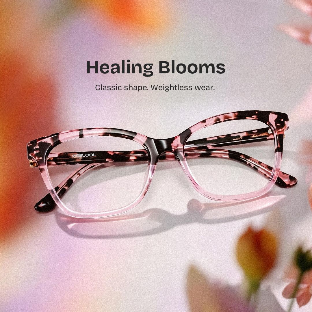 Bella Pink Petal Tortoise Rectangle Frame Glasses | ZEELOOL0