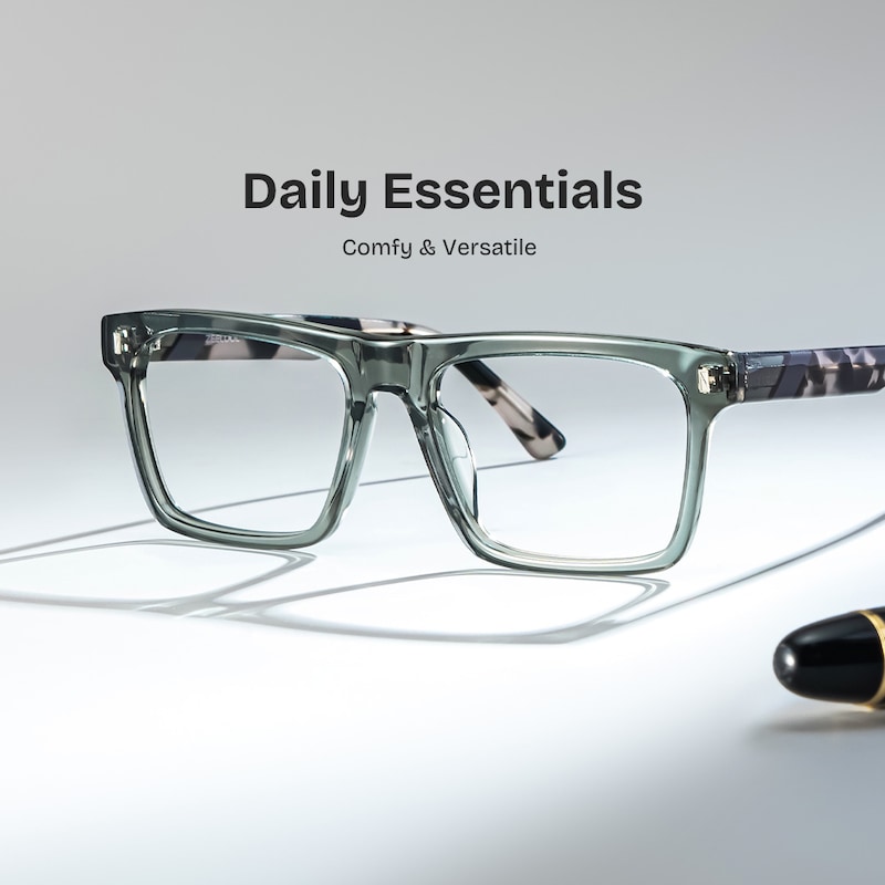 ZEELOOL Henry Rectangle Gray Green Glasses
