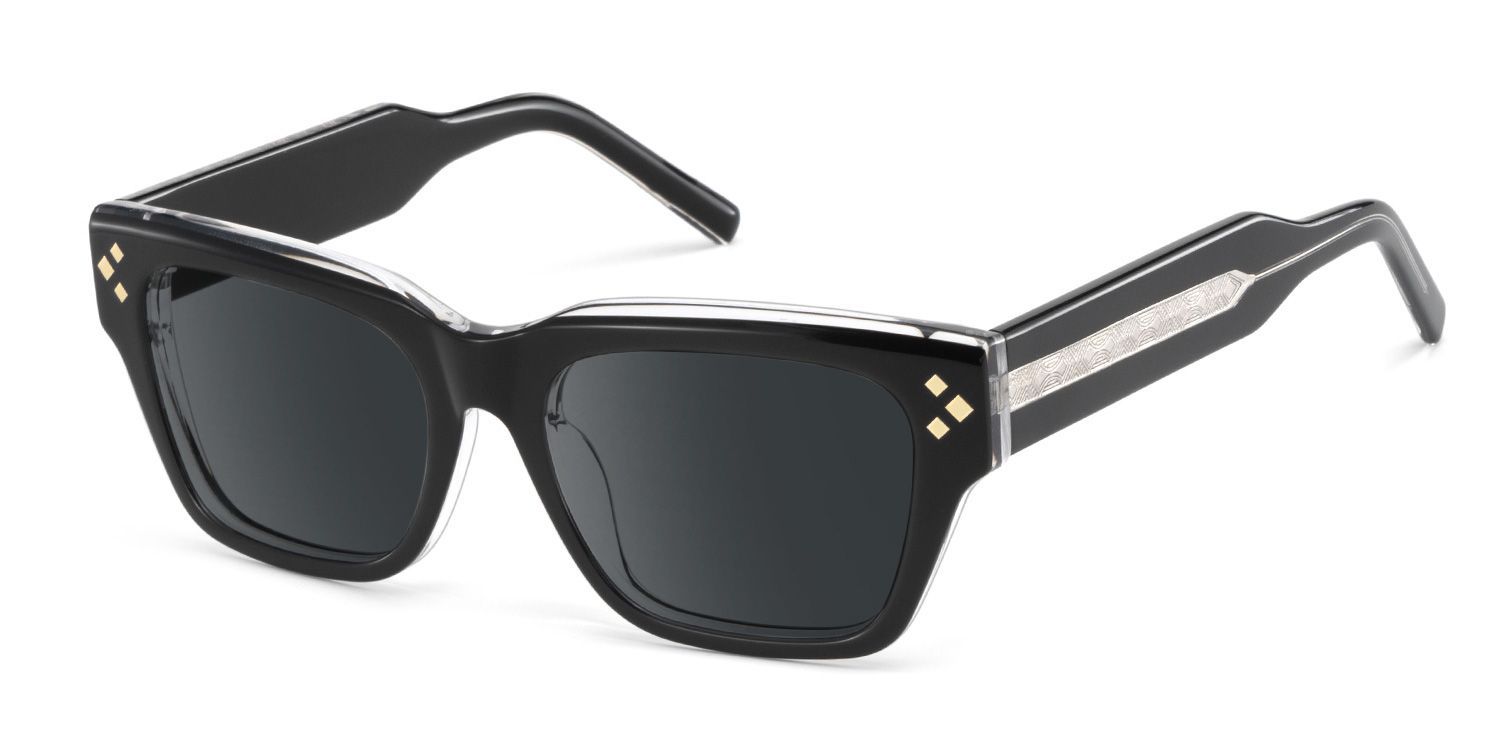 Marlowe Black Rectangle Polarized Sunglasses Online | Zeelool3