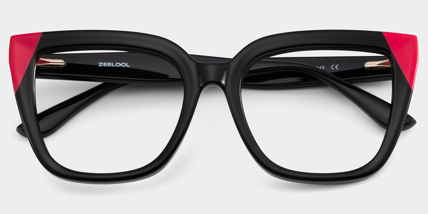 Square Black Pink Eyeglasses- Mirta Acetate Frame Glasses2