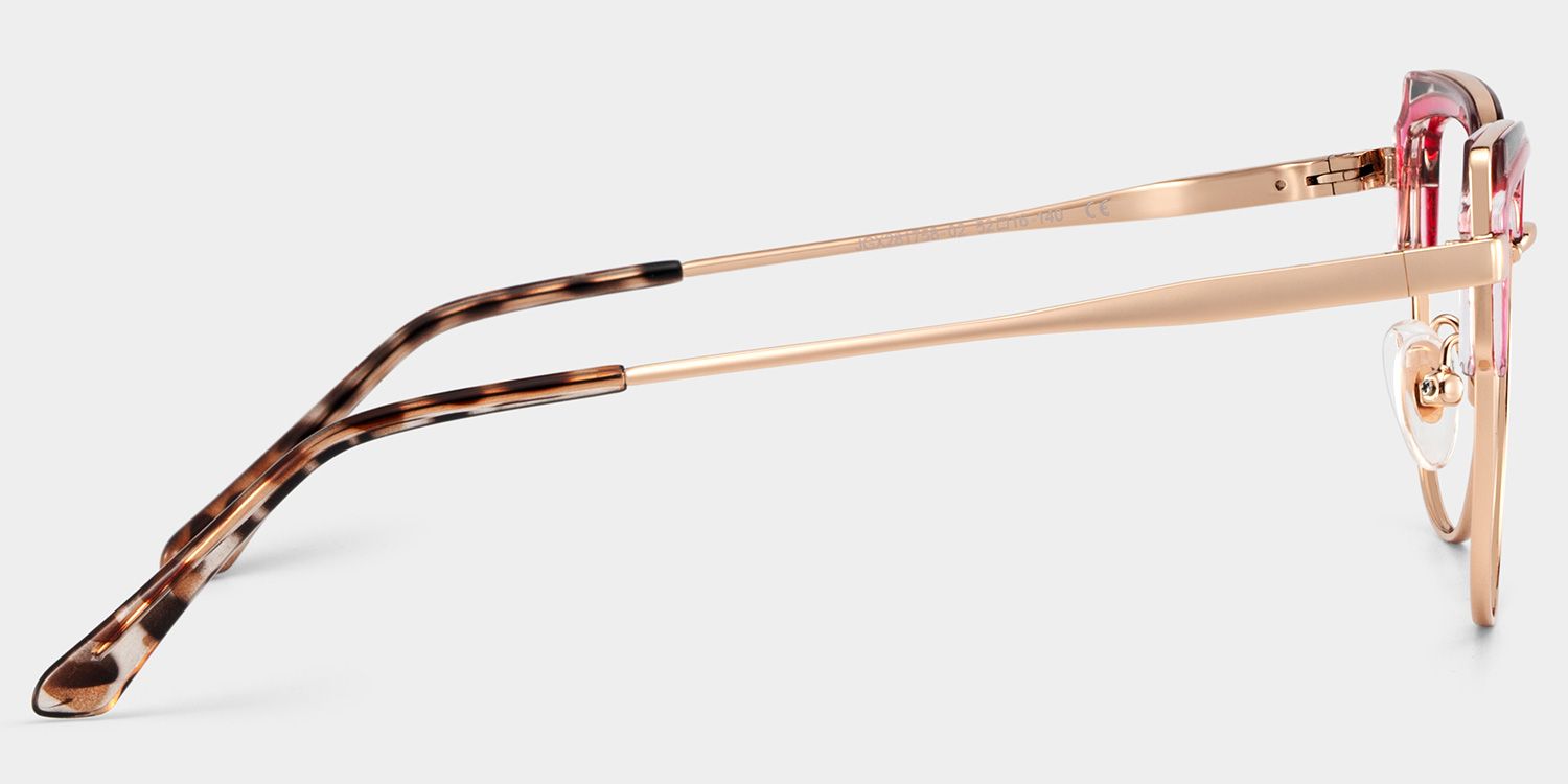 50s ダブルフェイス サンフェード サーモンピンク 60s Samson Pink Square Glasses With Tortoiseshell Color-Block Design