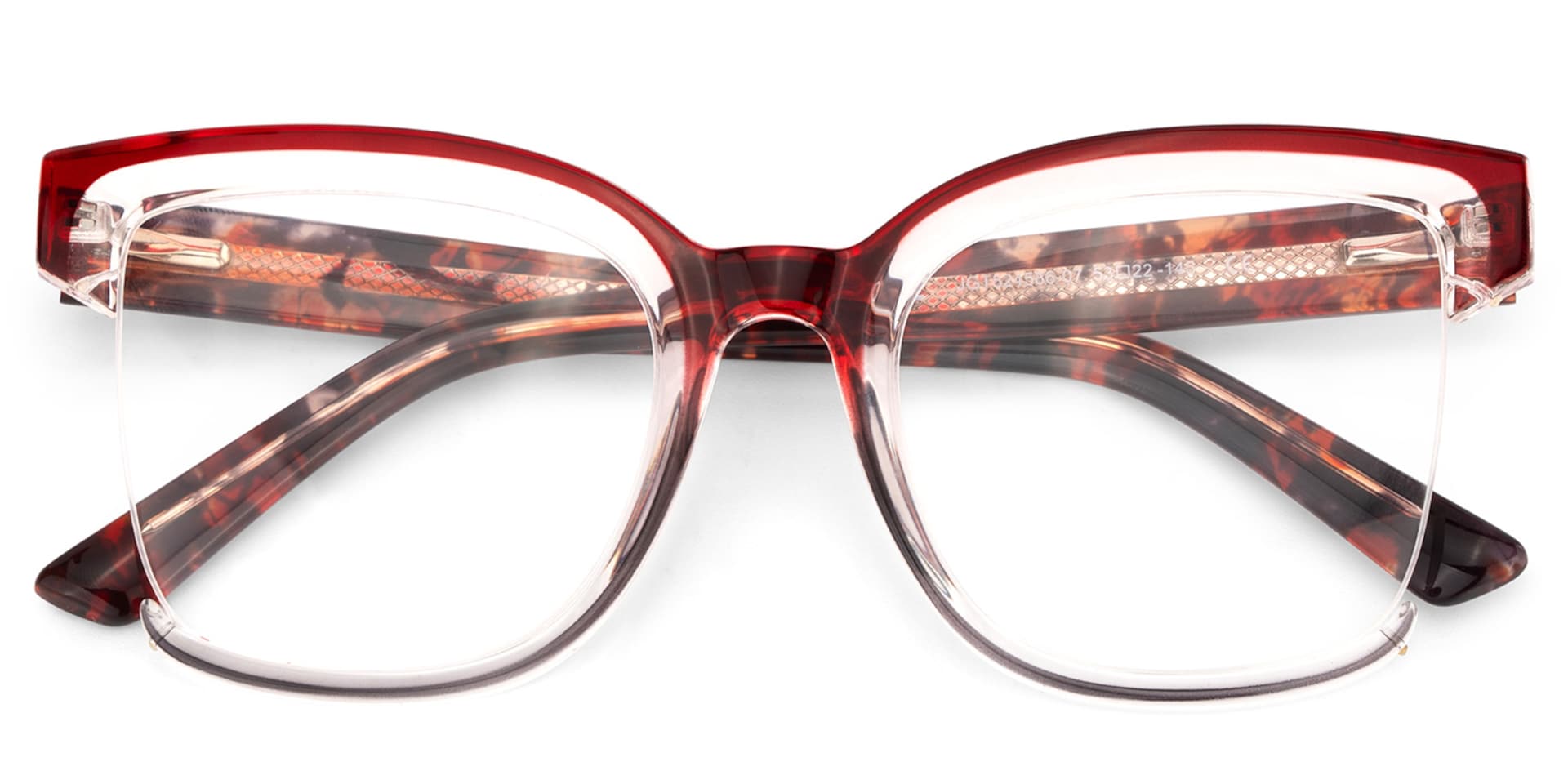 Square Cadogan Red- Gray Frame Glasses | Zeelool1
