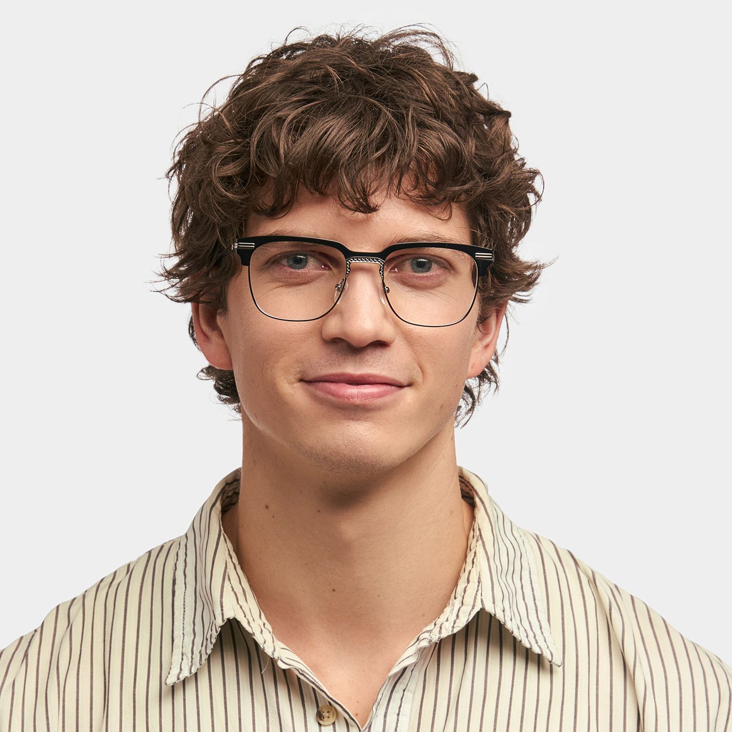 Boyde Black Eyeglasses with Browline Design0