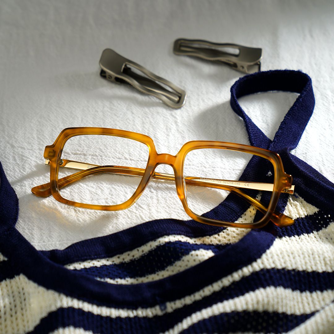 Beatrice Rectangle Yellow Frame Eyeglasses for Women| ZEELOOL2