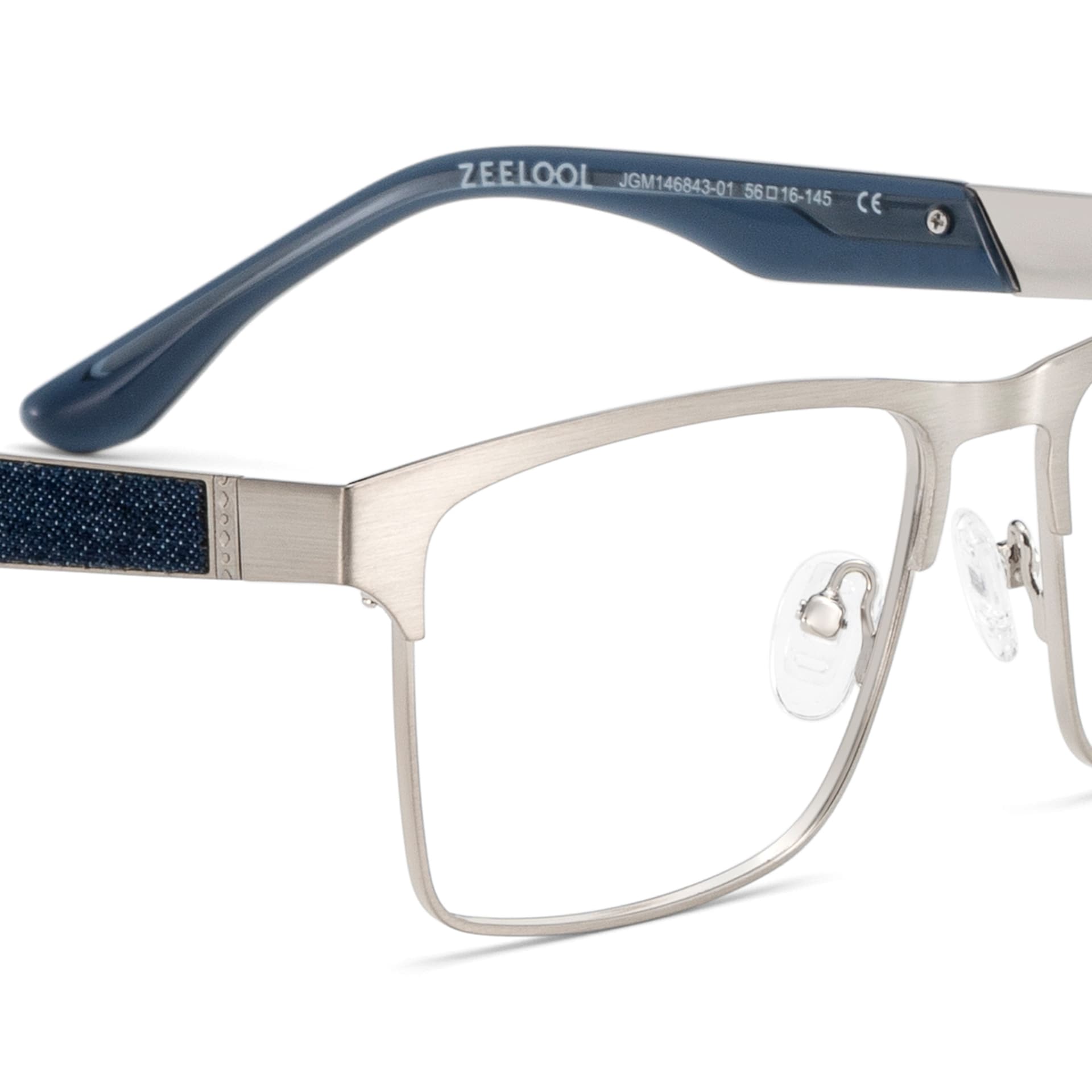 Jasper Eyeglasses in Browline Silver Frame | Zeelool5