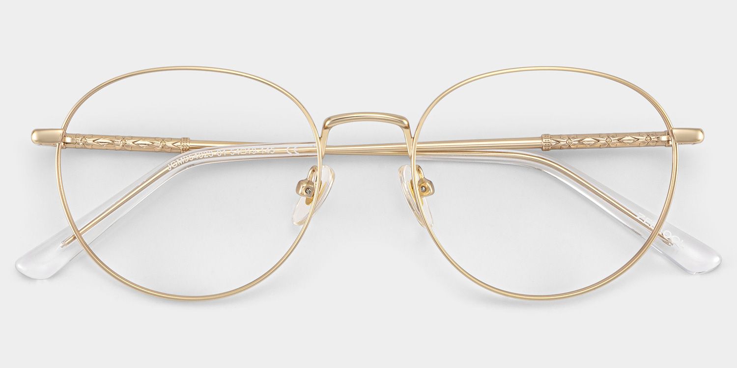 Ian Gold Frame Glasses with Round Frame Online ZEELOOL