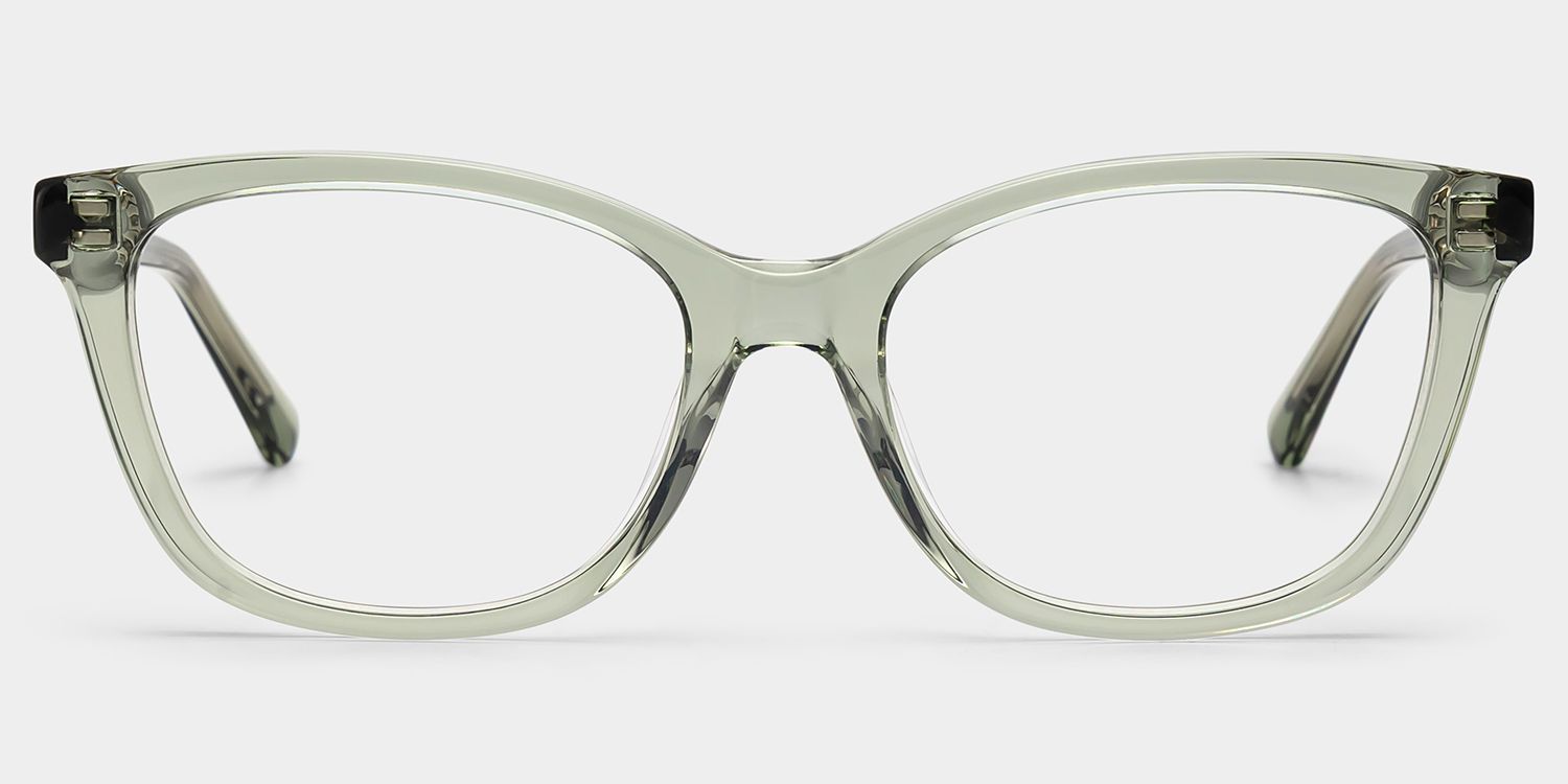 Cassia Clear Green Rectangle Acetate Glasses Frames | ZEELOOL