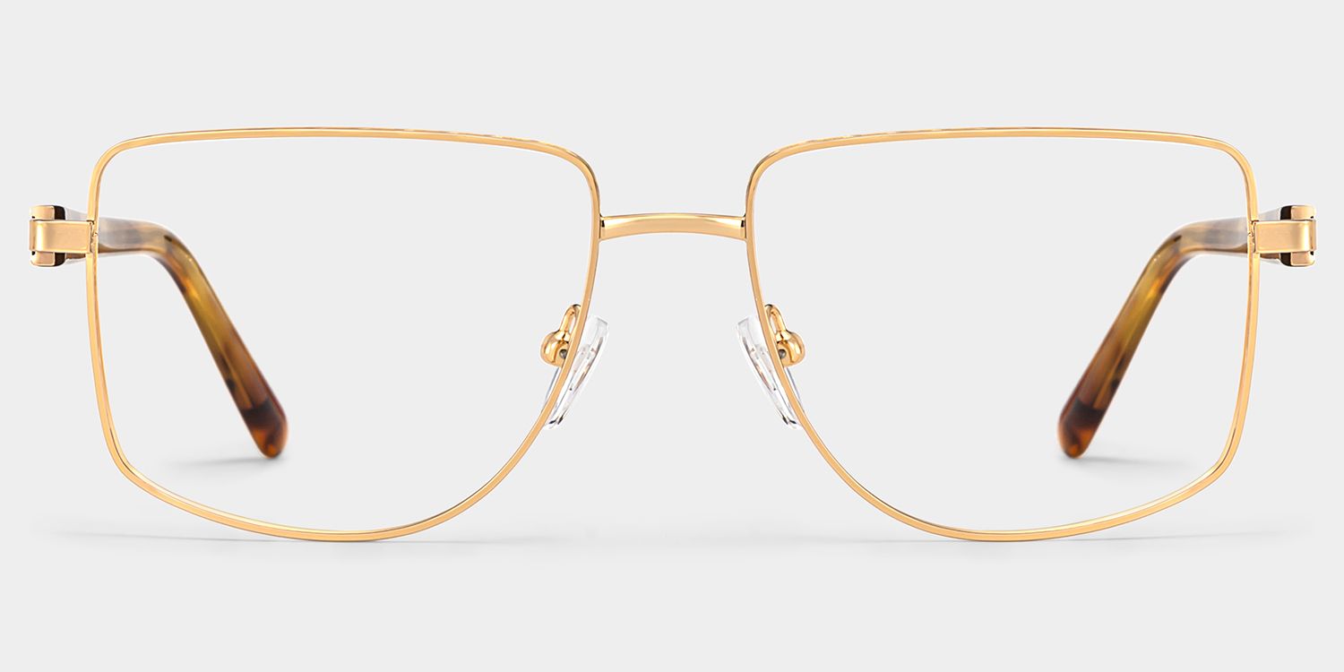 Geometric Gold yellow Eyeglasses- Felicity Metal Frame Glasses3