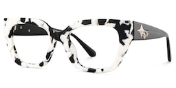 Flare Rectangle Cow Print Glasses3