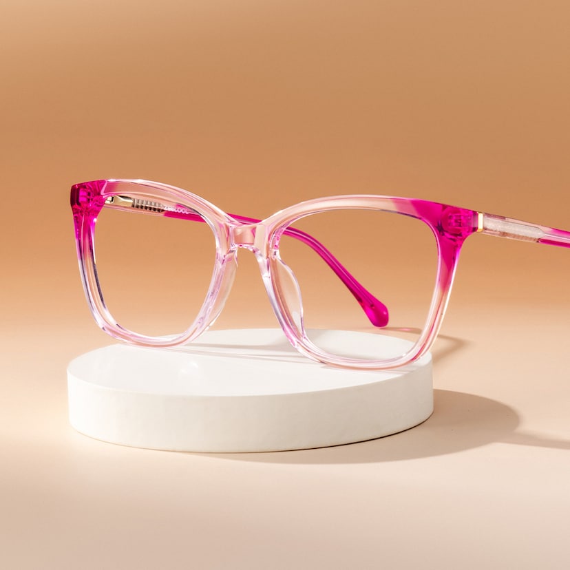 Juno Rectangle Pink Glasses