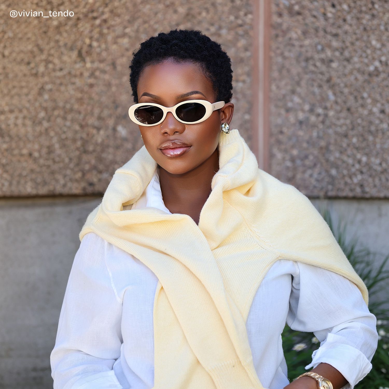 ZEELOOL x Aimee Song The 90s White Oval Sunglasses6