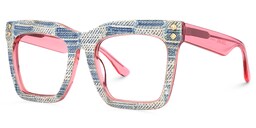 Porsha Square Blue White Glasses1