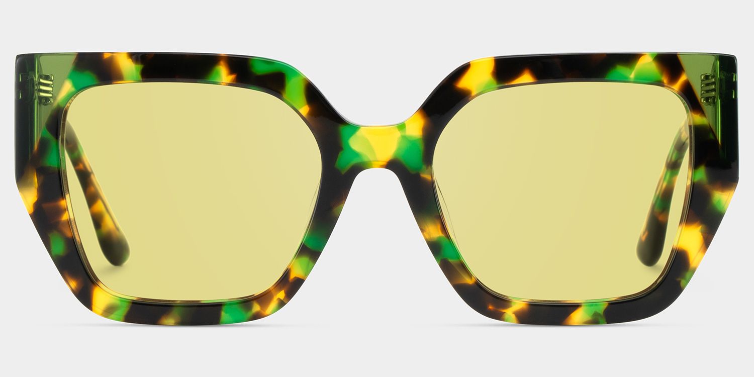 Viva Acetate Green Tortoise Square Frame Sunglasses | ZEELOOL
