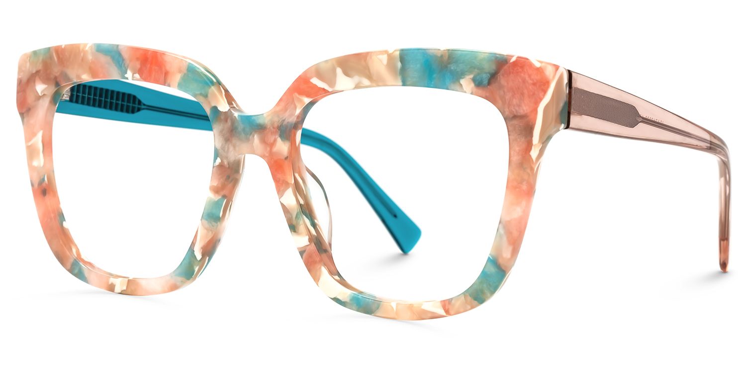 Square Orange Flower Eyewear - Nina Acetate Frame Glasses2
