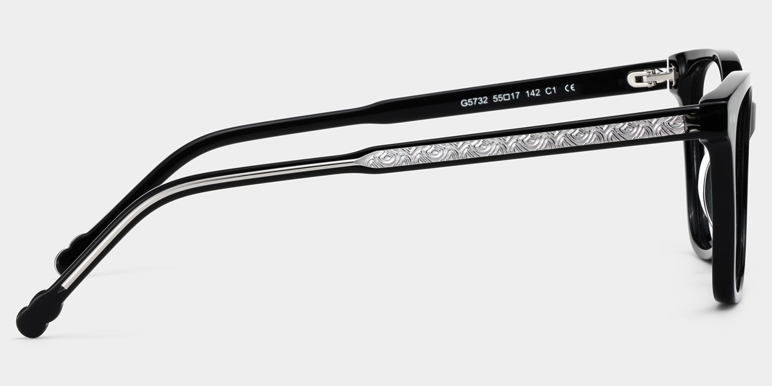 tamago♬ Marigold retro black frame glasses with Rectangle Frame
