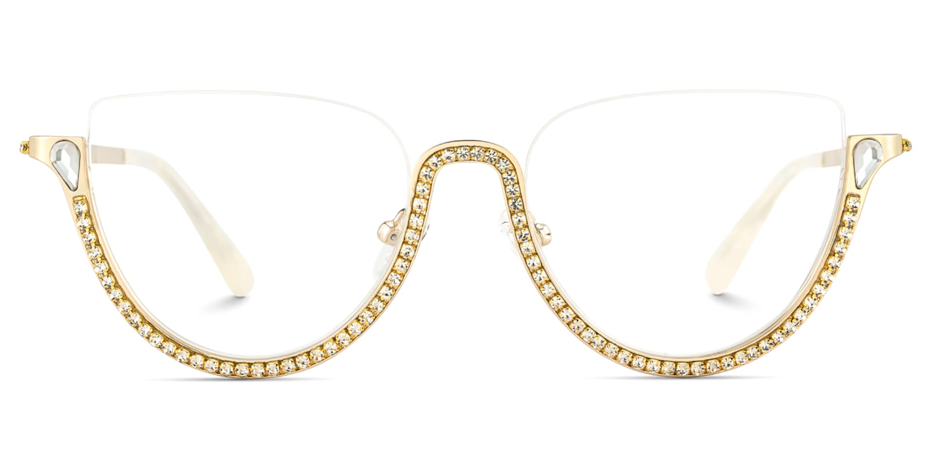 Half Frame Cat Eye Glasses With Shiny Diamonds2