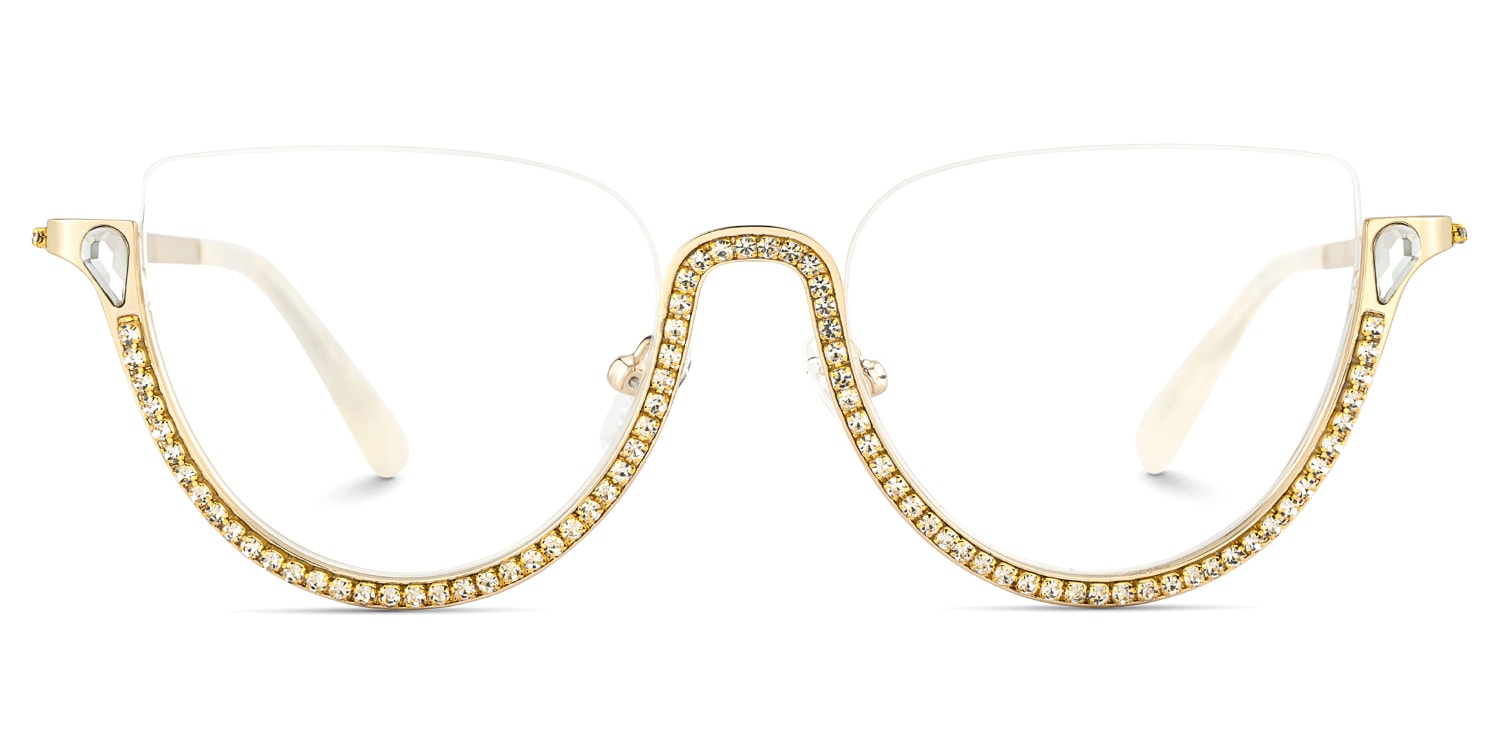 Half Frame Cat Eye Glasses With Shiny Diamonds2