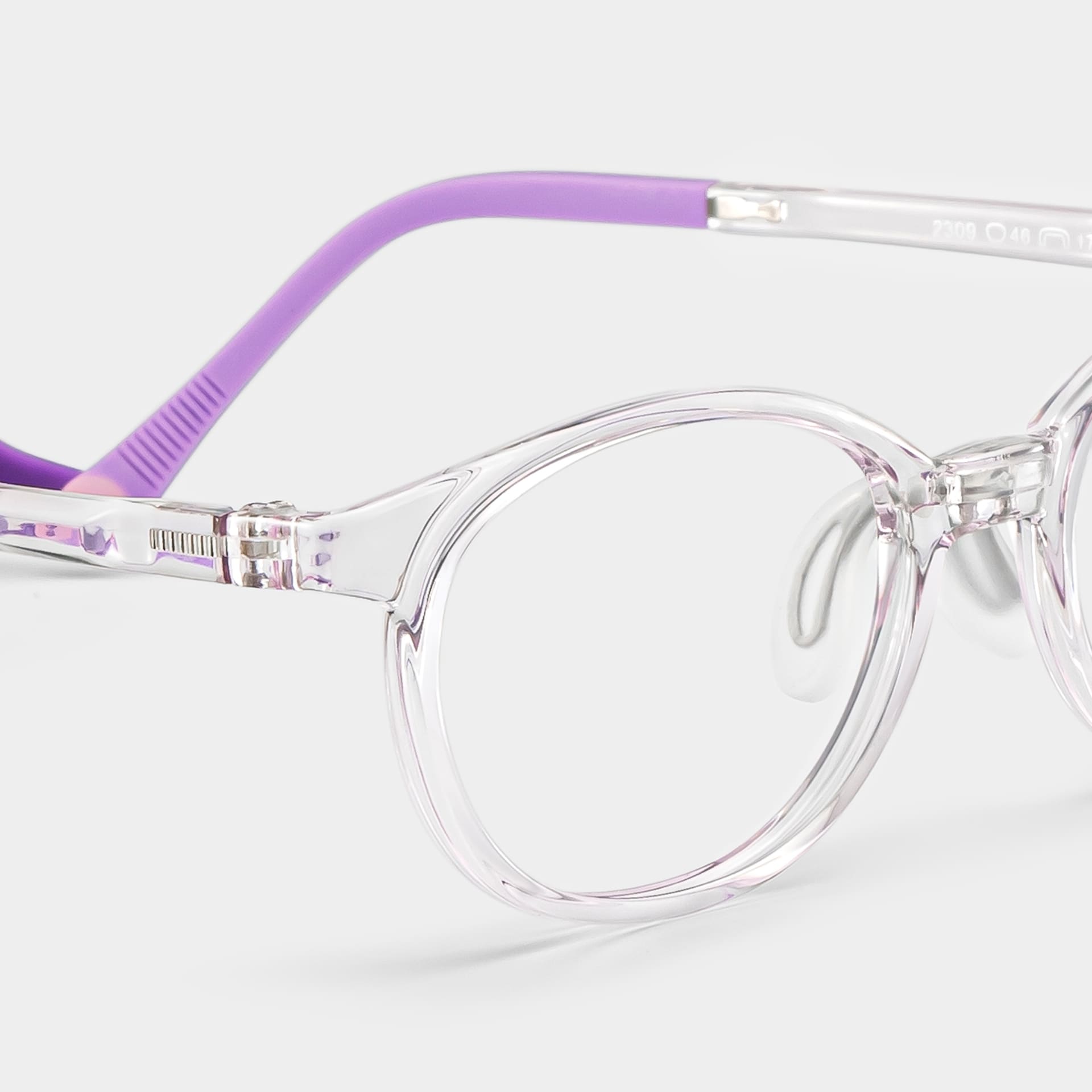 Olive Oval Crystal Purple Frame Eyeglasses for Pre-tweens4