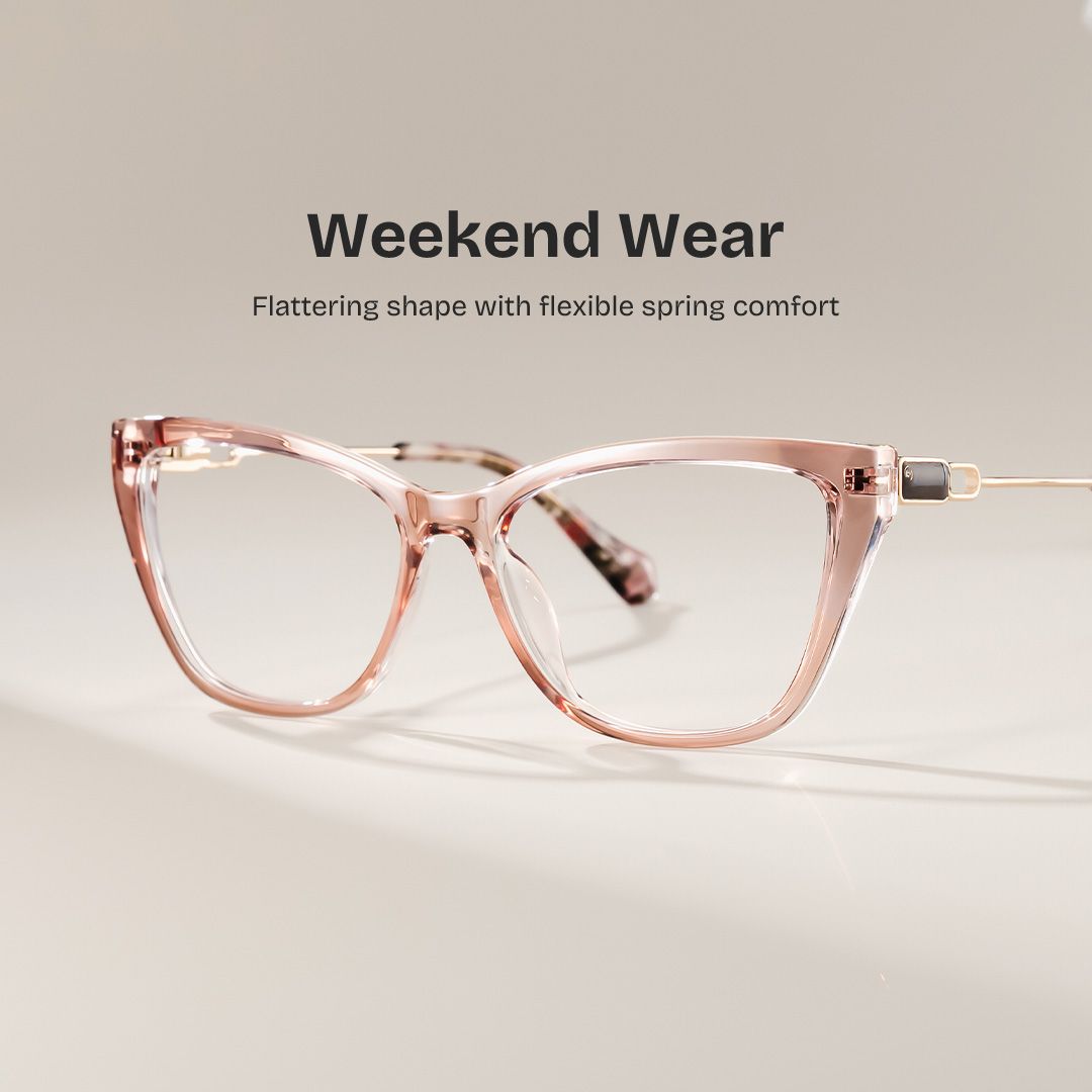 Celeste Beige Floral Cat Eye Glasses for Women | ZEELOOL0