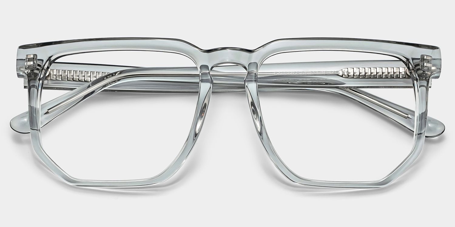Matherne Square Clear Gray Eyeglasses | Zeelool Optical1