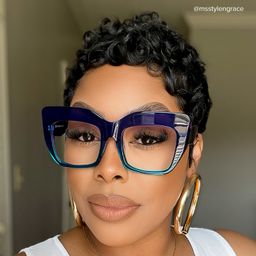 Charmaine Cat Eye Blue-Green Glasses5