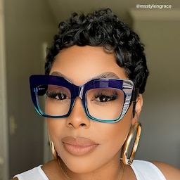 Charmaine Cat Eye Blue-Green Glasses5