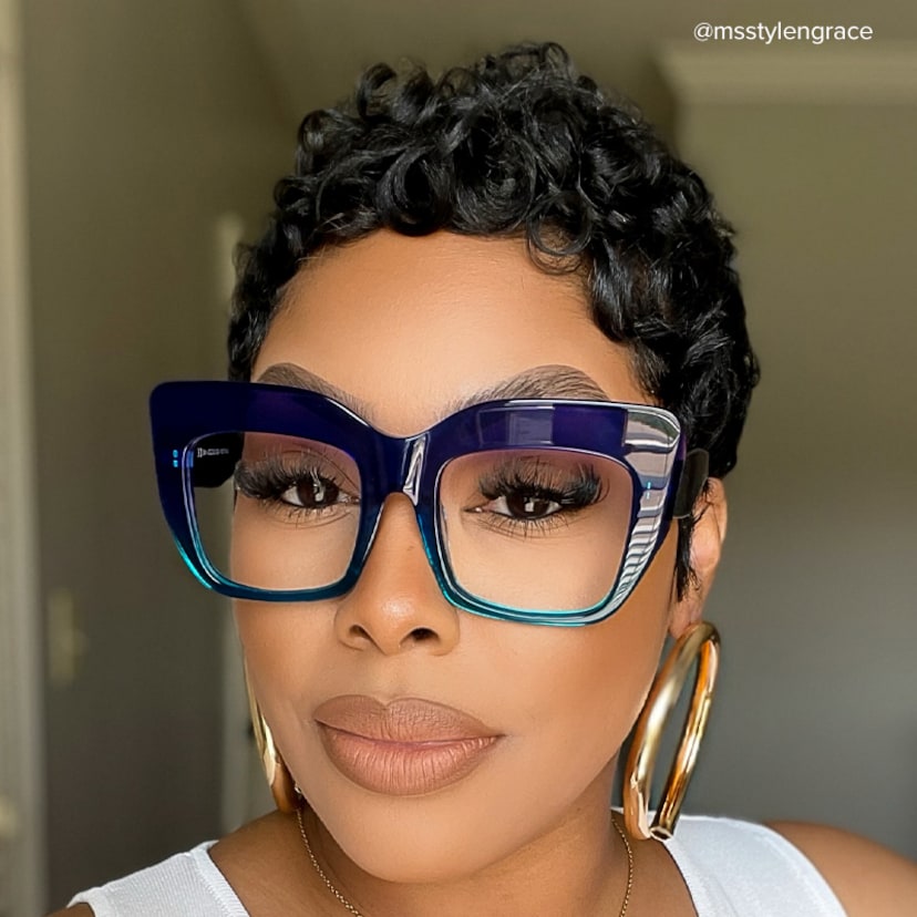 Charmaine Cat Eye Blue-Green Glasses