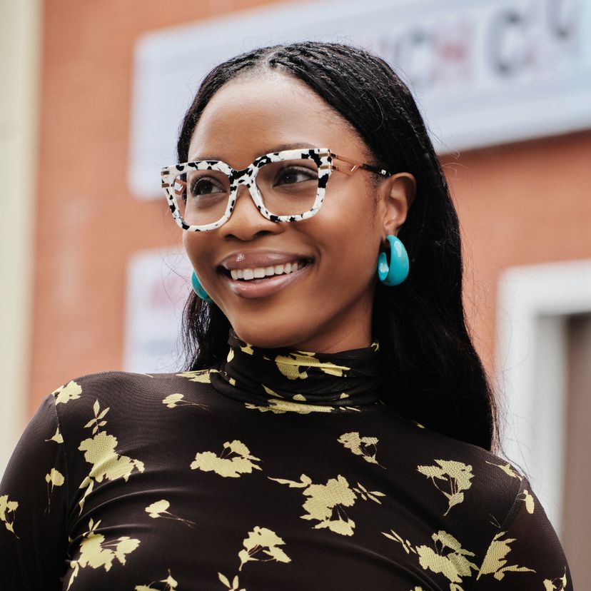 Lidia Cow Print Square Glasses