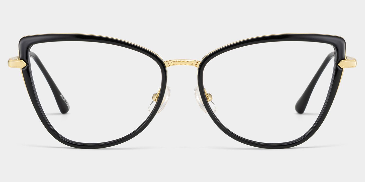 Cat eye Black Eyeglasses- Sloane Mixed Frame Glasses0